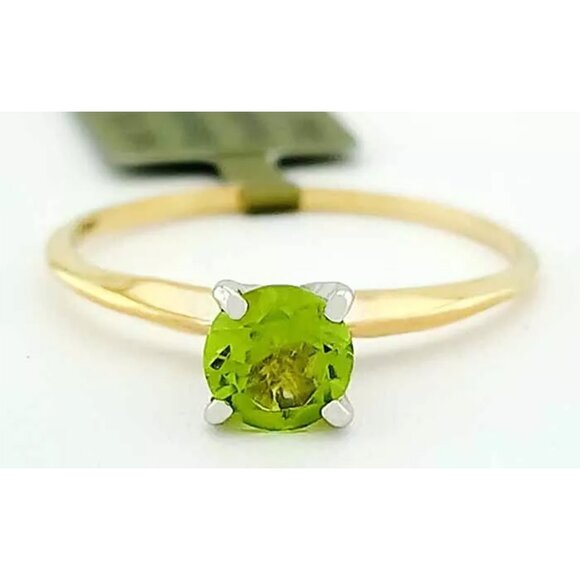 Genuine 0.65 Cts Peridot Solitaire Ring 14k Gold